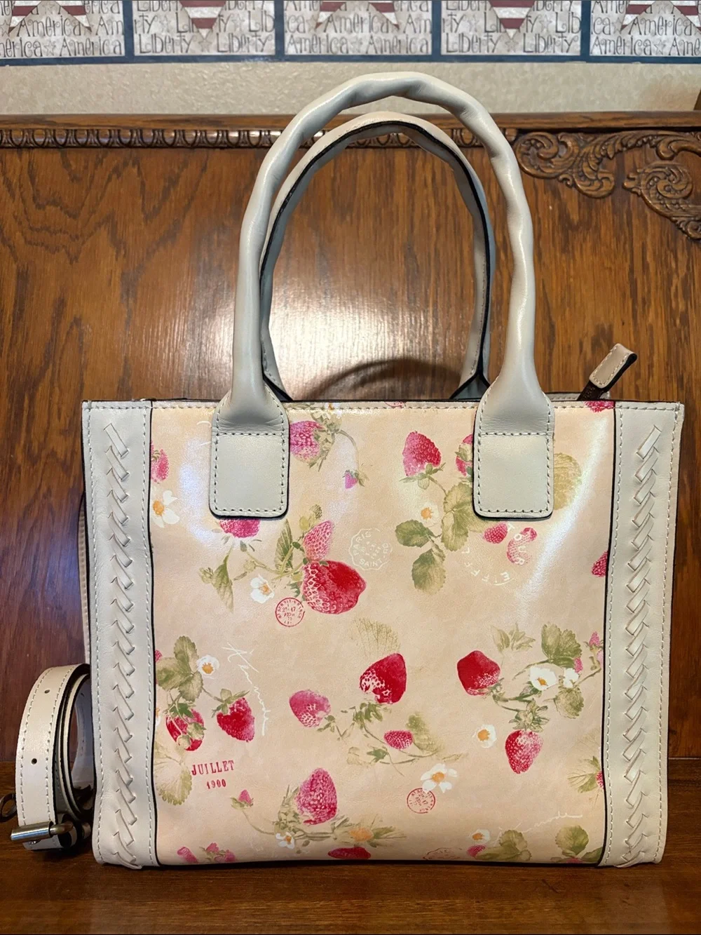 NWT-Patricia Nash-SET-Curry Tote, Fira Frame Wallet & Bag Charm-Strawberry-$337